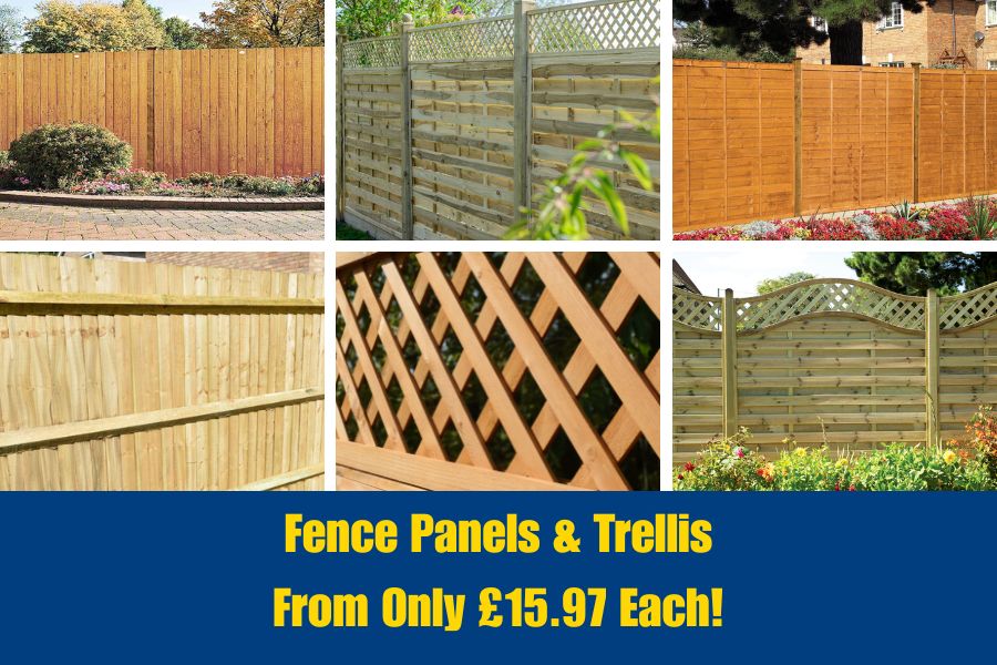 Images of different types of fencing and trellis available from AWBS